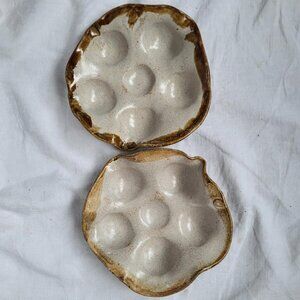 Pair of Studio Pottery Escargot Dishes